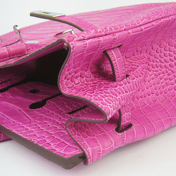 High Quality Fake Hermes Birkin 35CM Crocodile Veins Leather Bag Peach 6089